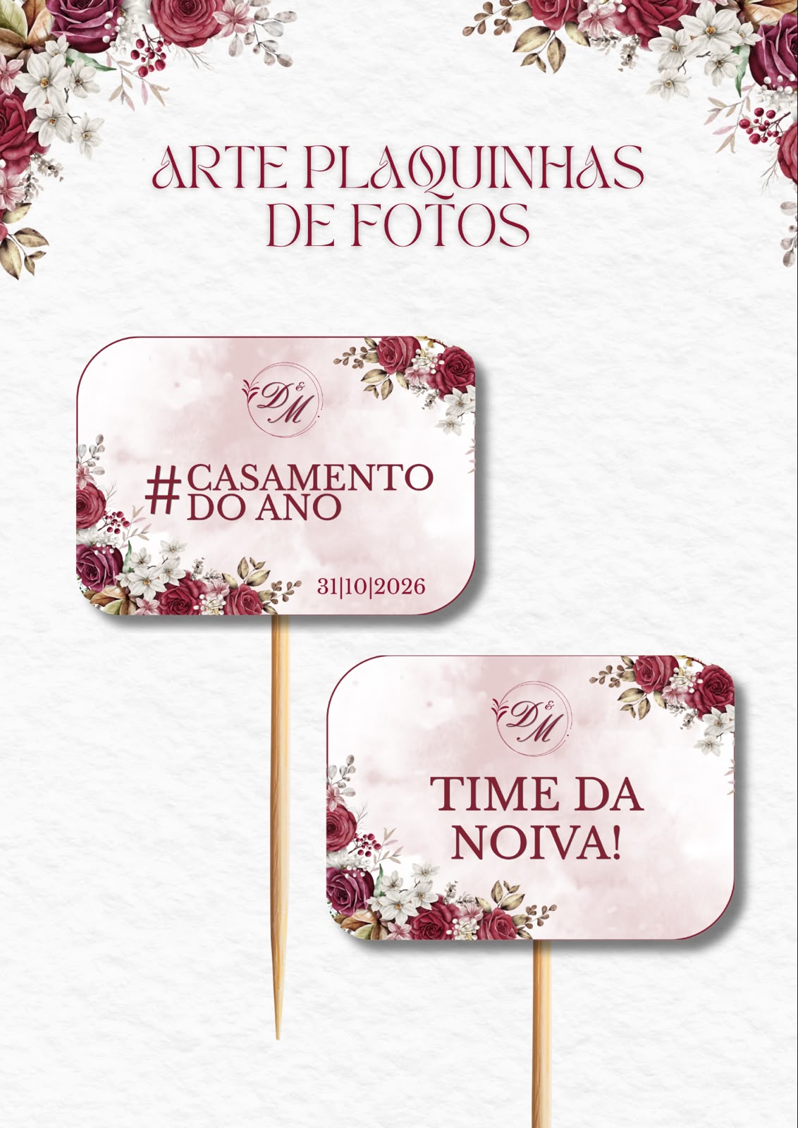 Arte de Plaquinhas de Fotos para casamento